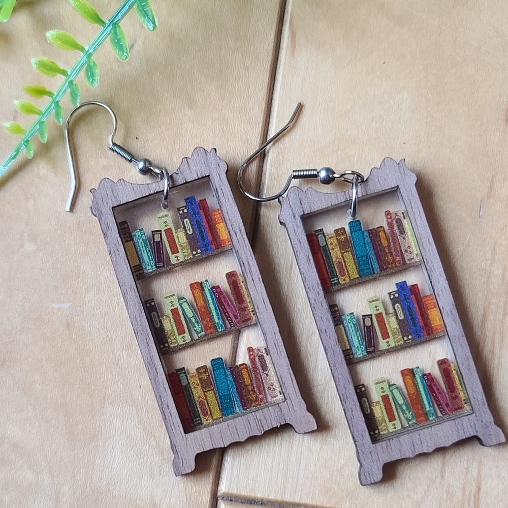 Walnut and acrylic earrings
